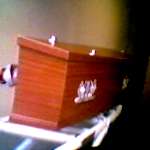 A coffin ready to be cremted